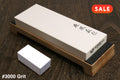 3000-grit whetstone sharpening stone with white block and wooden base