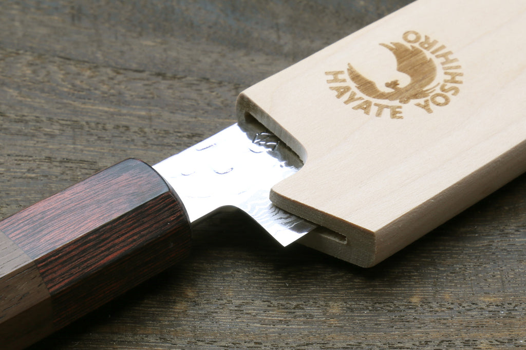 Oak wood saya blade protector with secure sheath fit, light wood cover
