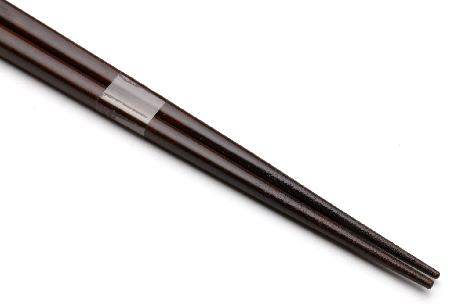 Lacquered dark wood chopsticks with silver grip band