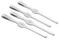 Four stainless crab & lobster spoons, 7.75 in, with oval bowls and engraved seafood relief