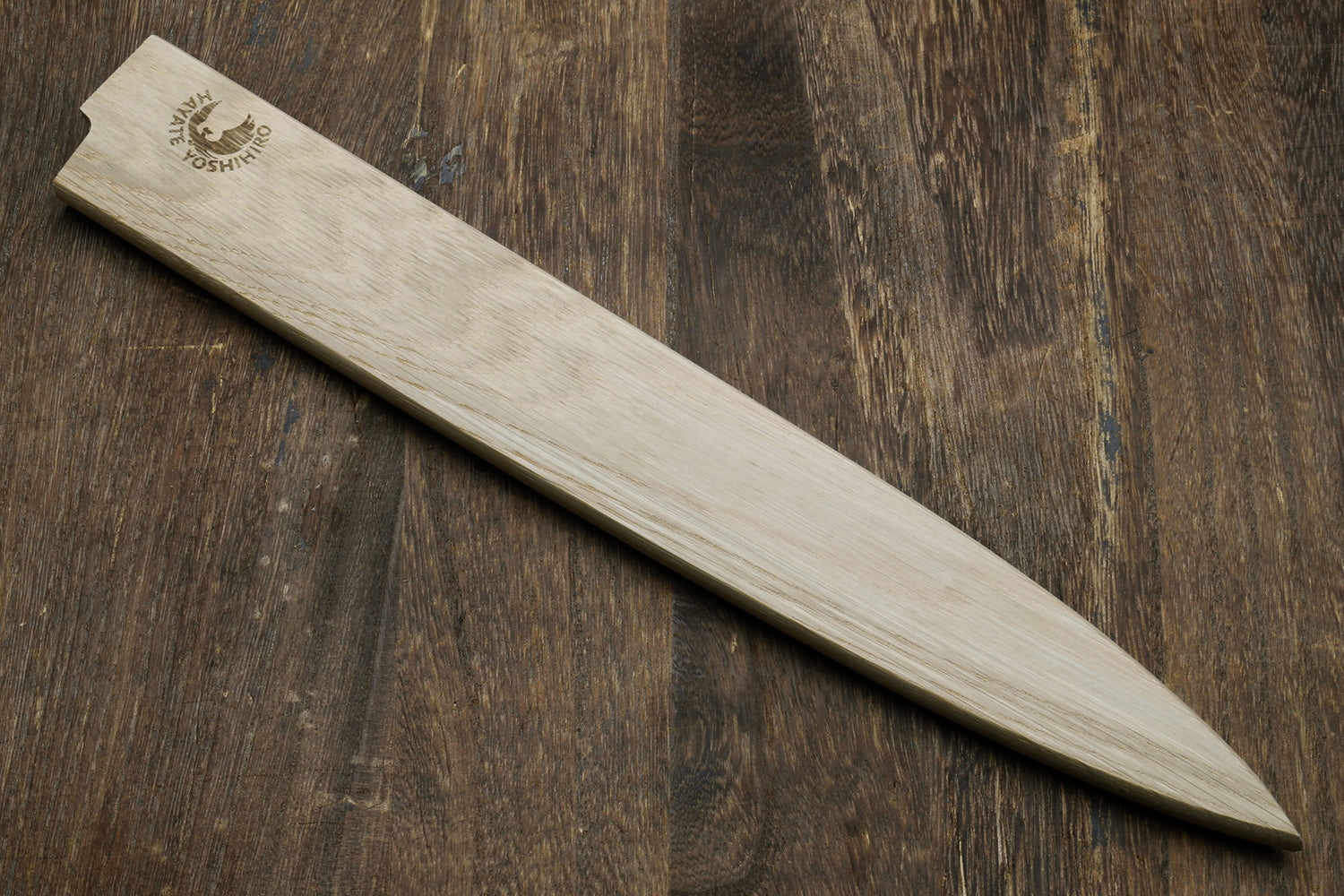 Yoshihiro magnetic oak saya cover, long tapered wooden sheath for yanagi knife