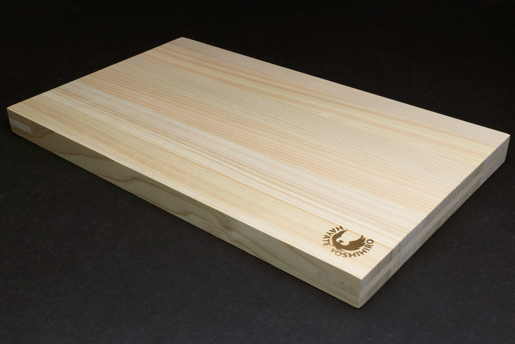 Japanese cypress cutting board with Yoshihiro logo stamp