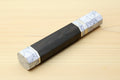 Ebony knife handle with white howlite bolster and gold-tone band detail