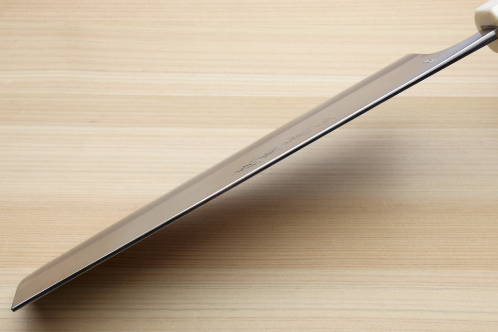 Nakiri vegetable chef knife tip and long straight cutting edge