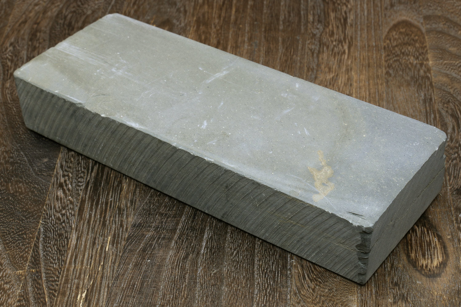 Rectangular natural whetstone block, pale white top, beveled edges