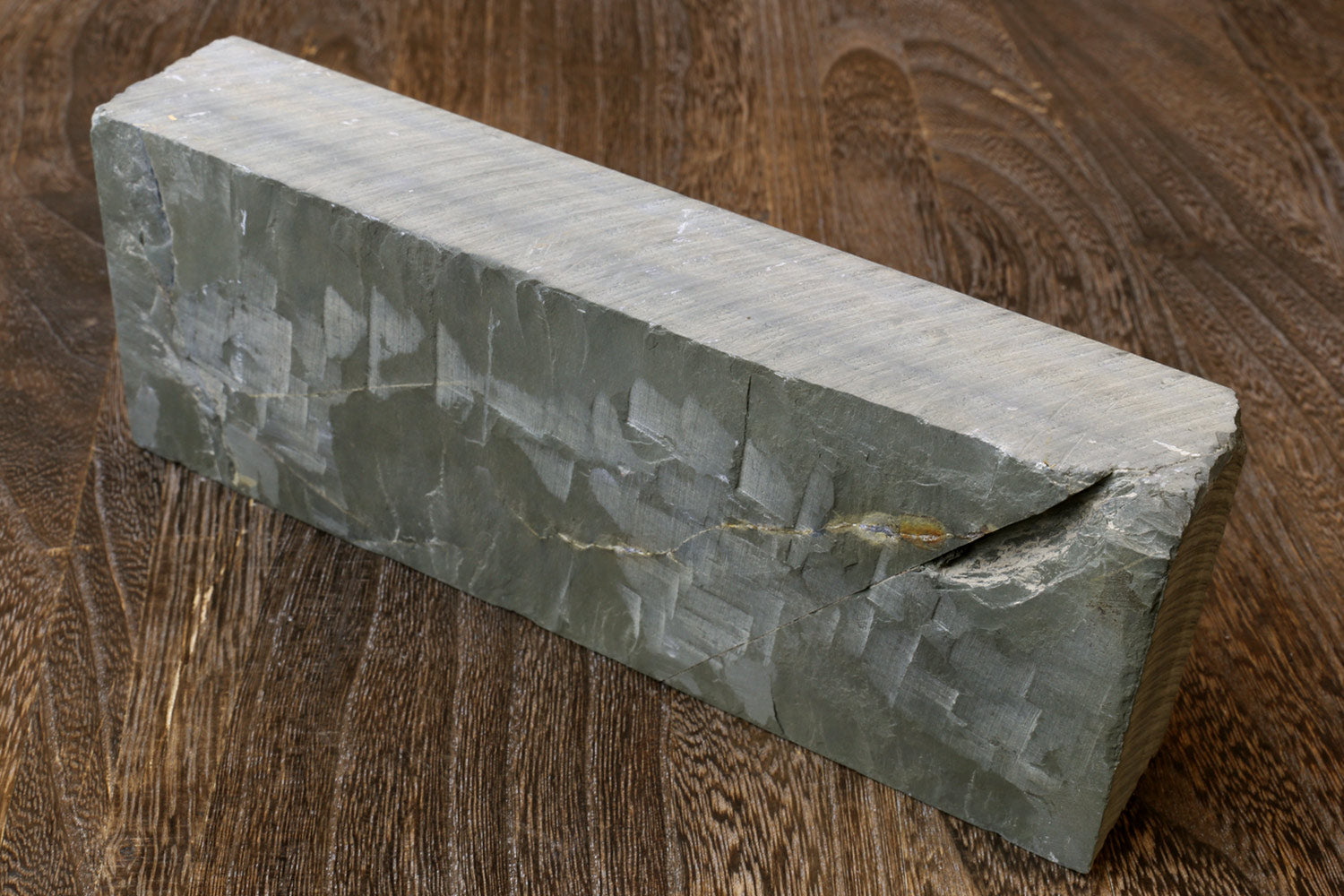 Rectangular gray natural whetstone sharpening stone with beveled edge