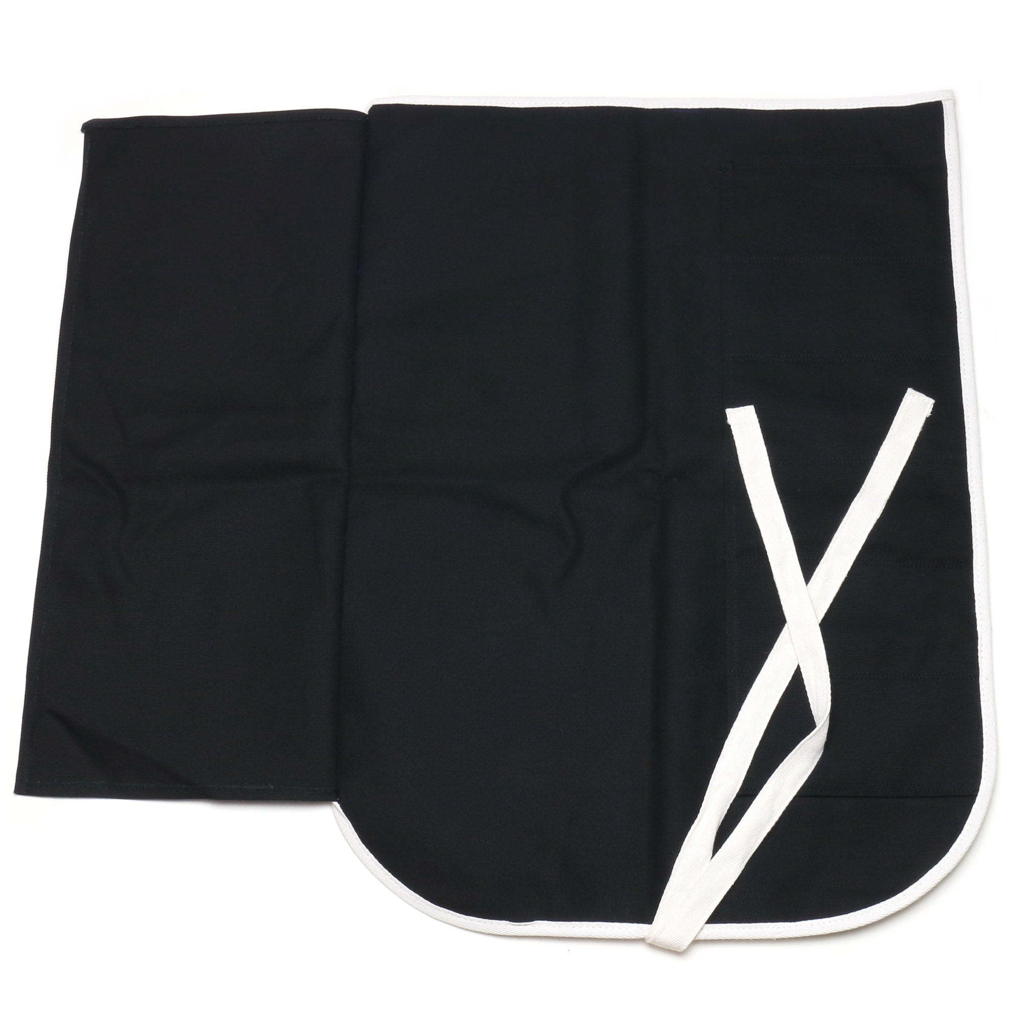Black cotton knife pouch bag back view with white cross strap
