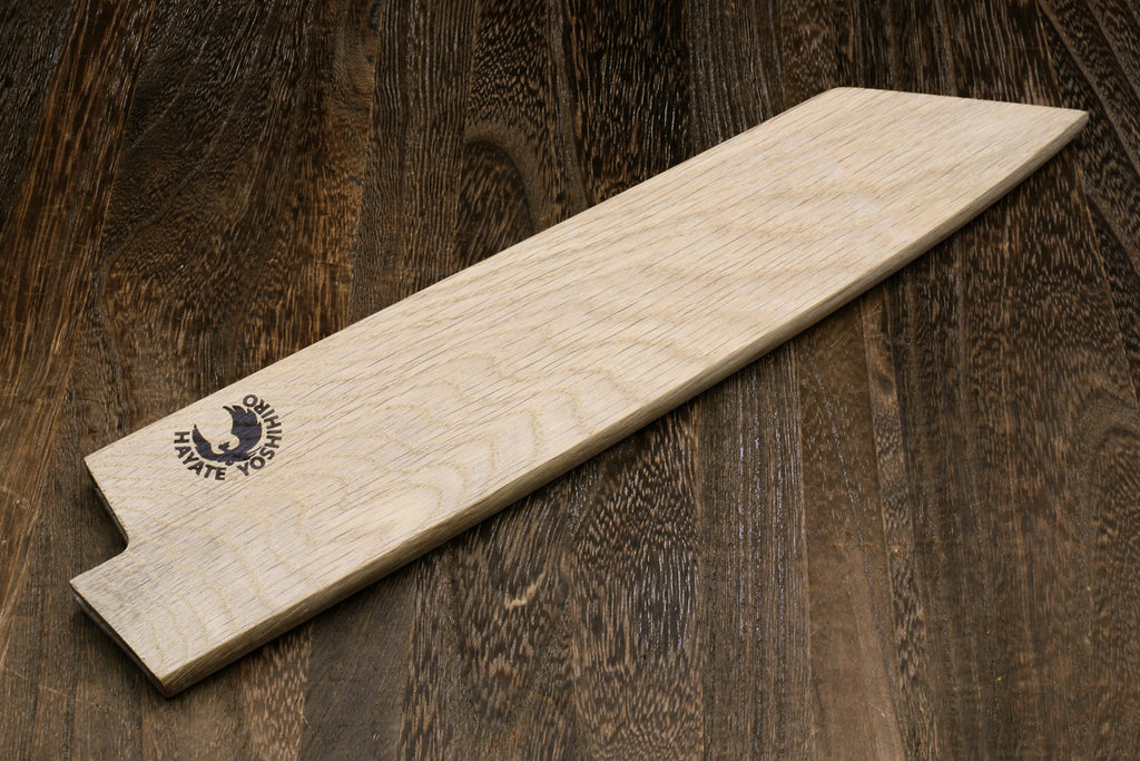 Light oak blade protector saya cover with logo, long tapered shape