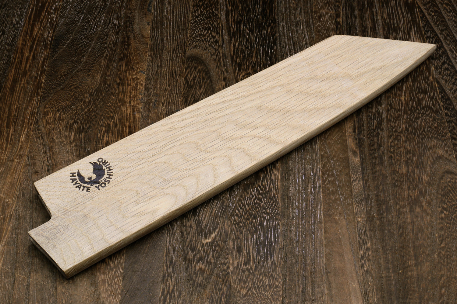 Light oak blade protector saya cover with logo, long tapered shape
