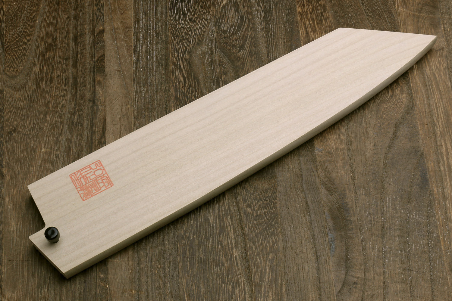 Long light wood blade protector saya cover with emblem and small metal rivet