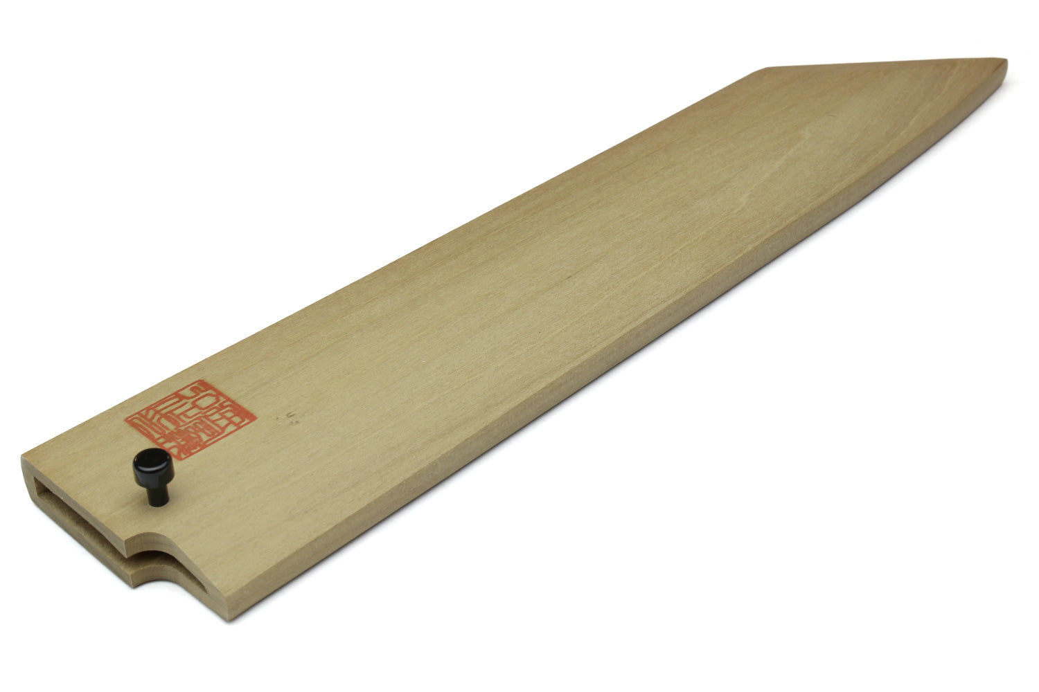 Natural magnolia wooden saya cover for kiritsuke knife, with black rivet and stamp