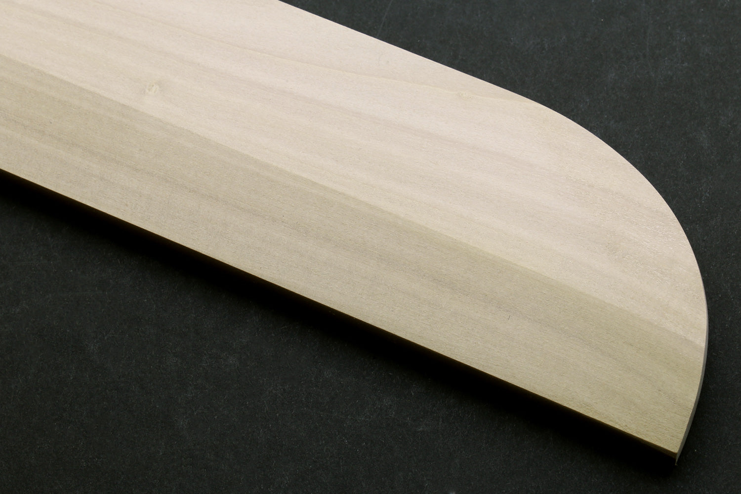 Natural wooden saya cover with smooth curved spine and beveled edge