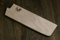 Oak wood saya blade cover with curved interior slot and embossed brand logo