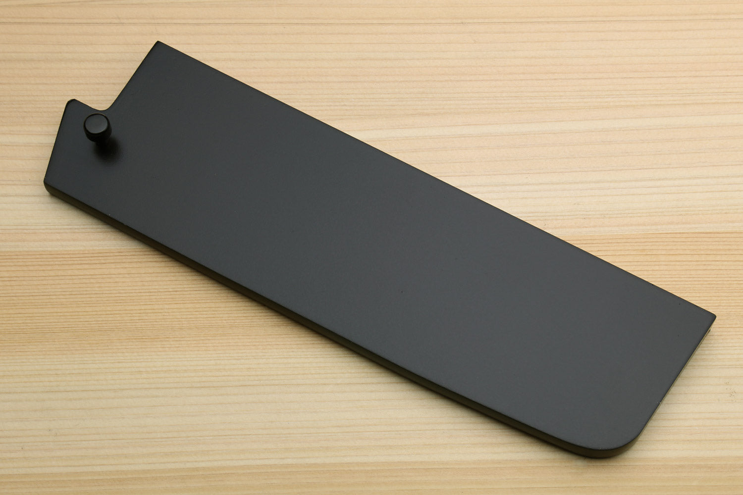 Lacquered wooden knife blade protector saya cover, dark gray, with pull knob