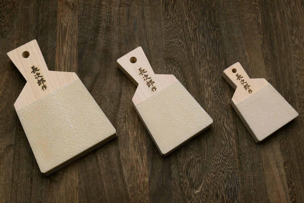 Japanese sharkskin grater blocks in three sizes: large, medium, small