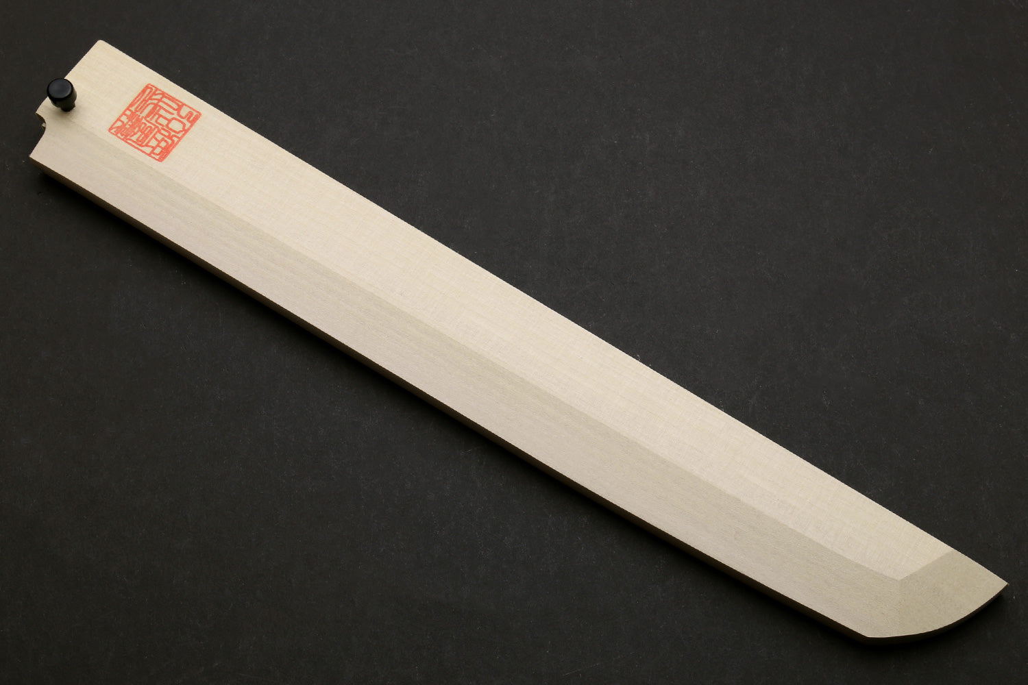 Natural magnolia wooden saya cover, long flat blade-shaped profile