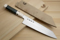 Pair of Kiritsuke chef's knives with ocean blue handles, ivory bolsters, and stainless blades