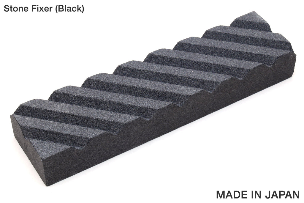 Sharpening stone fixer, black ribbed stone holder with parallel grooves