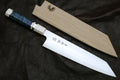 Kiritsuke knife with stainless blade and alternative ivory handle, blue inlay