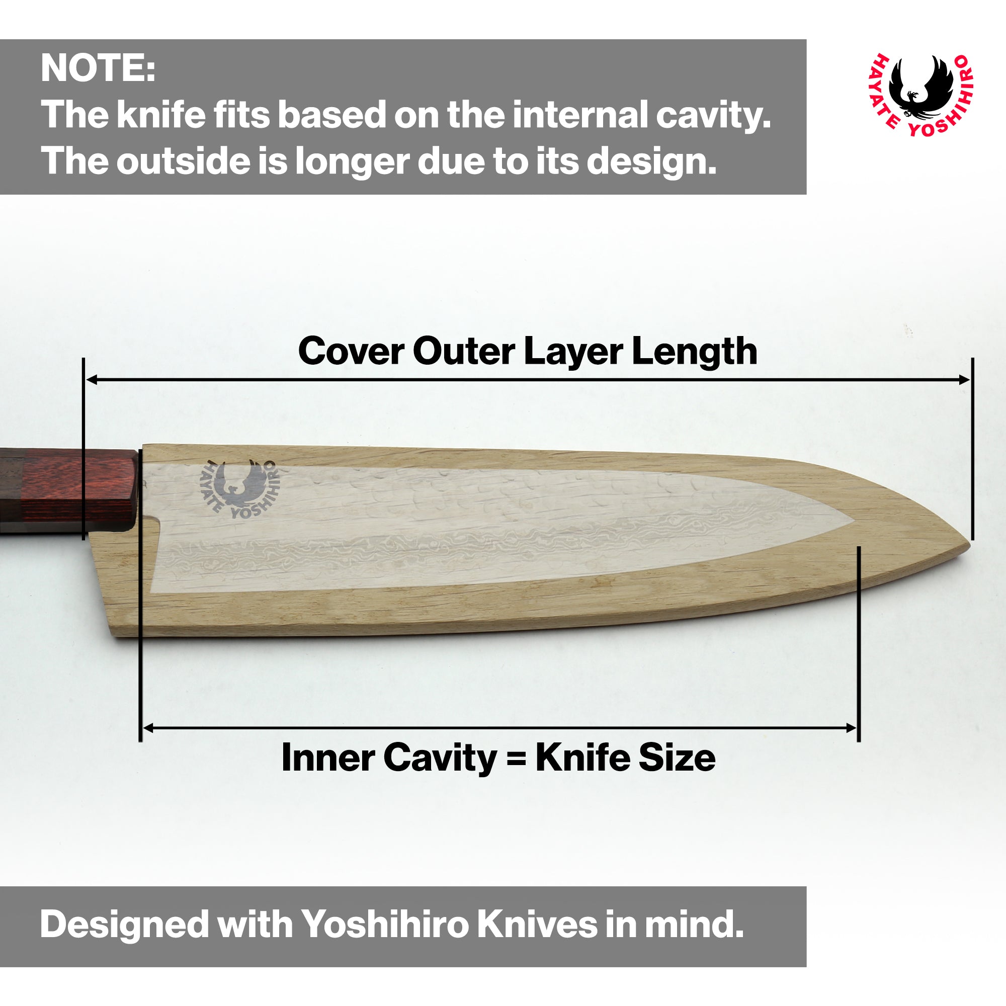 Oak wood saya cover outer layer length and inner cavity size guide
