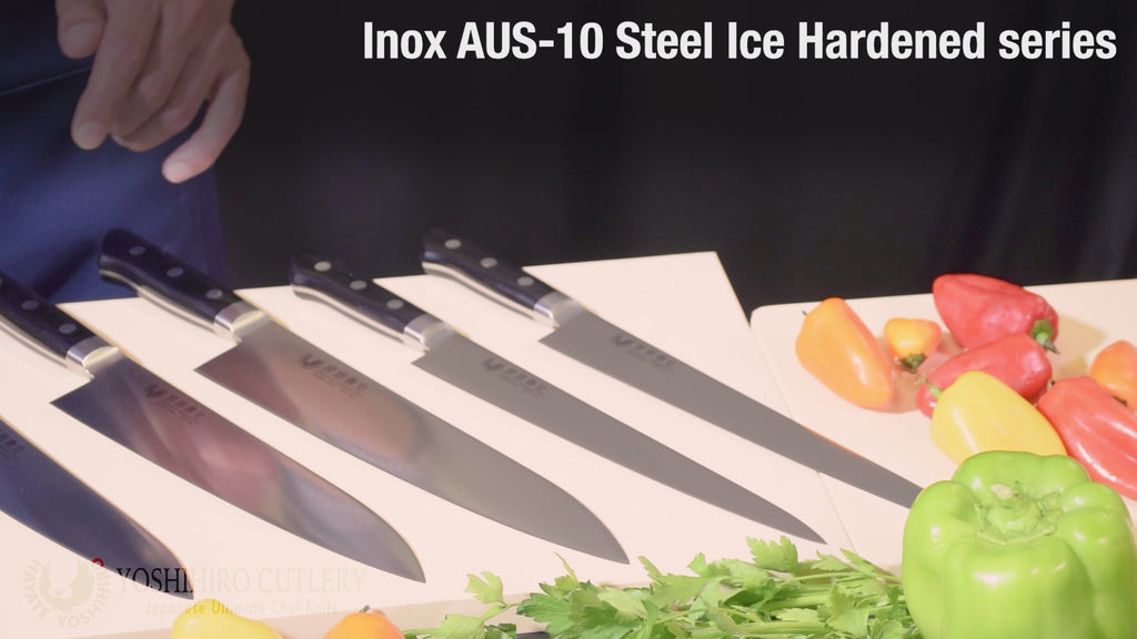 Yoshihiro Inox Stain-resistant Aus-10 Steel Ice Hardened Santoku