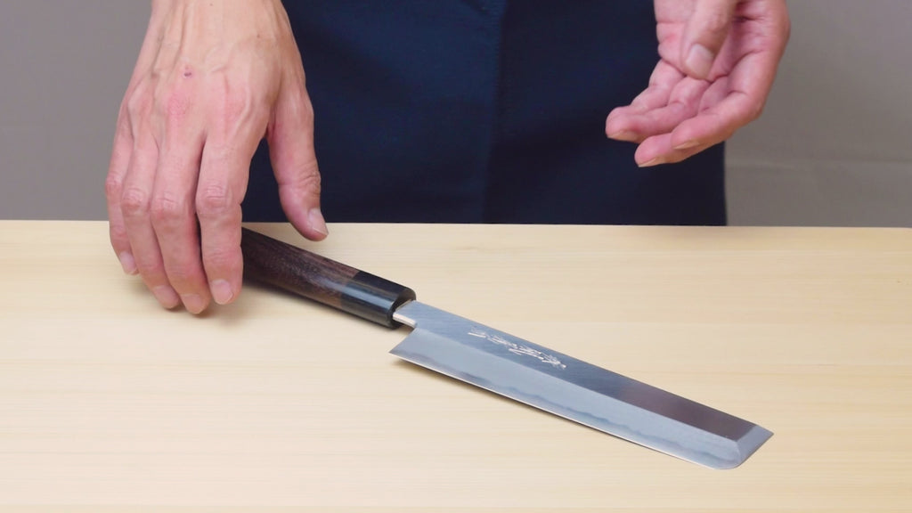 Yoshihiro Kasumi White Steel Edo Usuba Traditional Japanese Vegetable Chopping Chef Knife, Magnolia Handle
