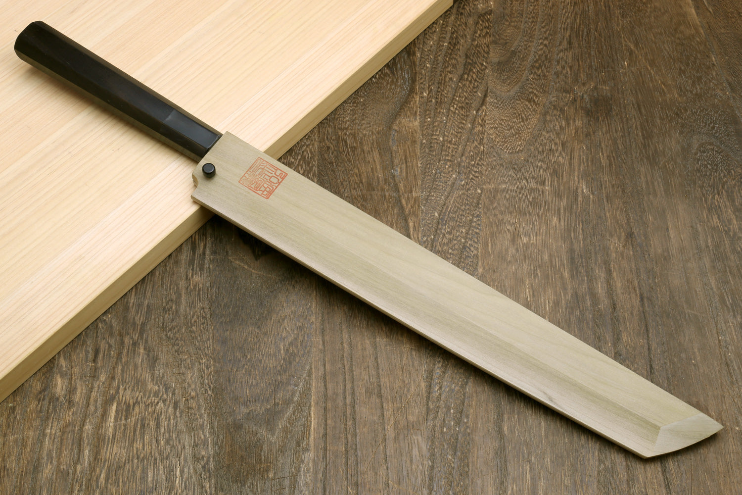 Sakimaru sushi knife with ebony handle and mirror-polished steel blade