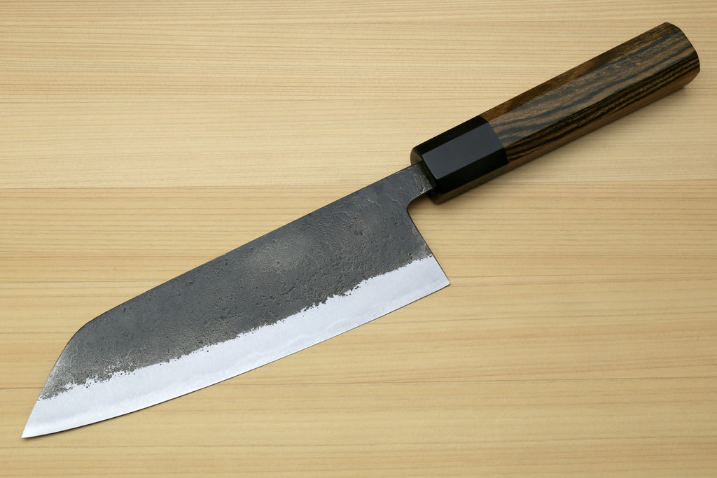 Japanese Bunka chef knife with white steel blade and cocobolo wood handle