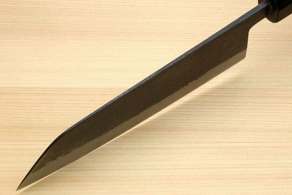 Japanese Bunka chef knife side profile with white blade and cocobolo handle