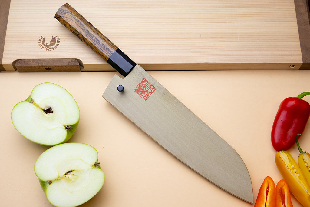 Japanese Bunka chef knife with cocobolo handle and saya cover