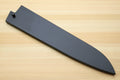 Dark lacquered wooden knife blade protector saya cover with rounded tip and stud