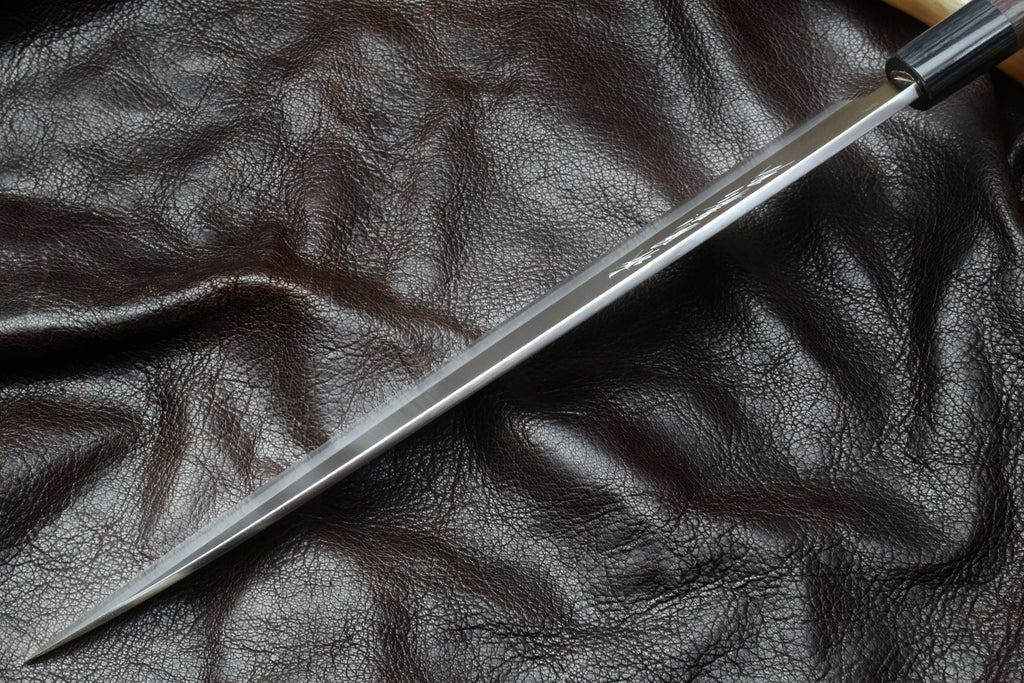 Stainless steel Yanagi sushi knife with dark rosewood handle