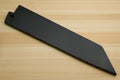 Lacquered wooden saya cover with hanging hole and long flat profile, dark finish