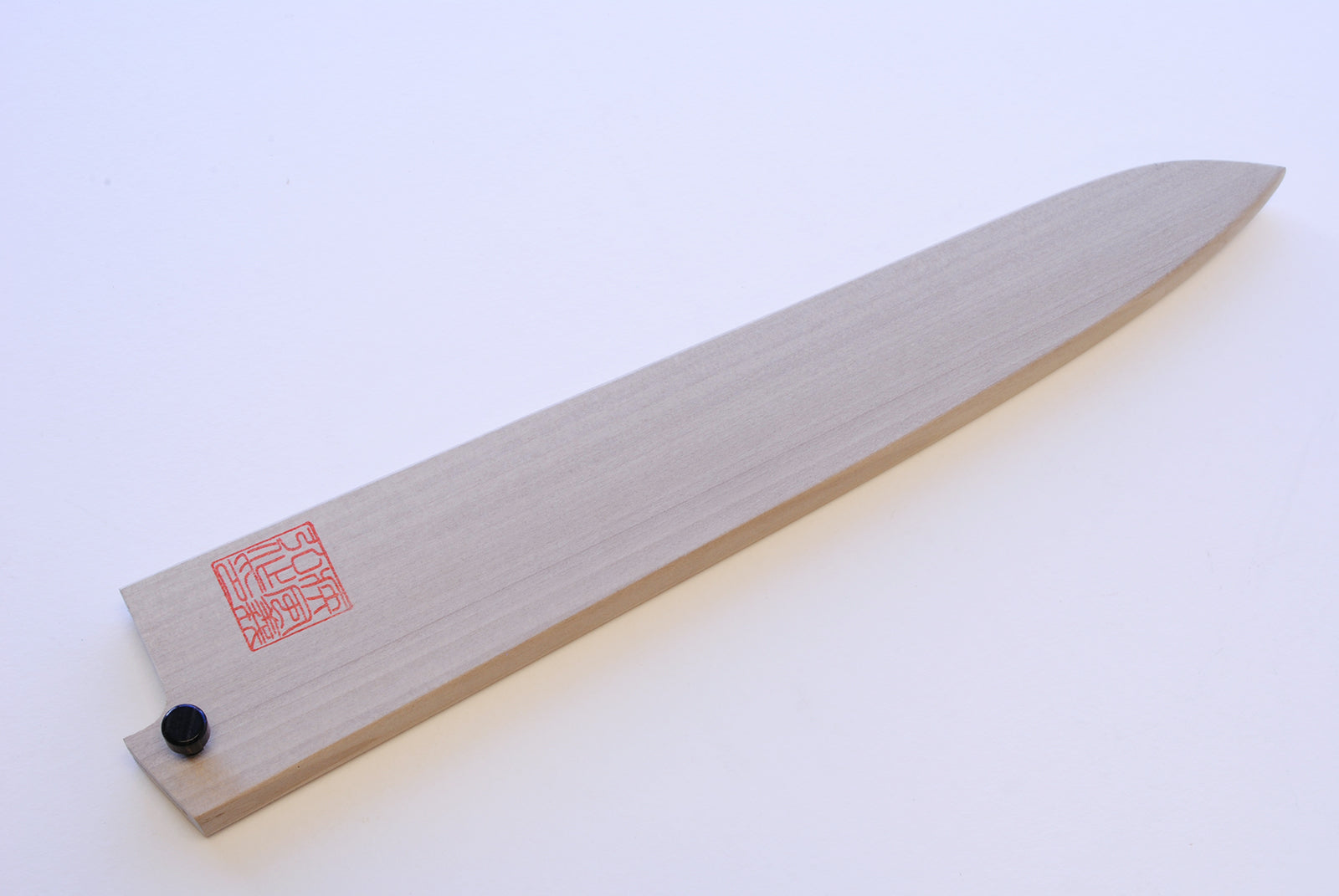 Natural magnolia wood saya blade protector for sujihiki slicer with black cap