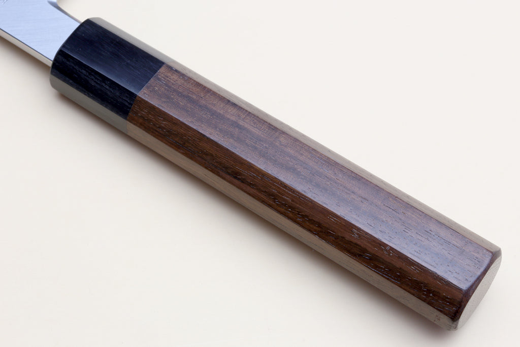 Rosewood handle with blue steel blade backing and bolster detail