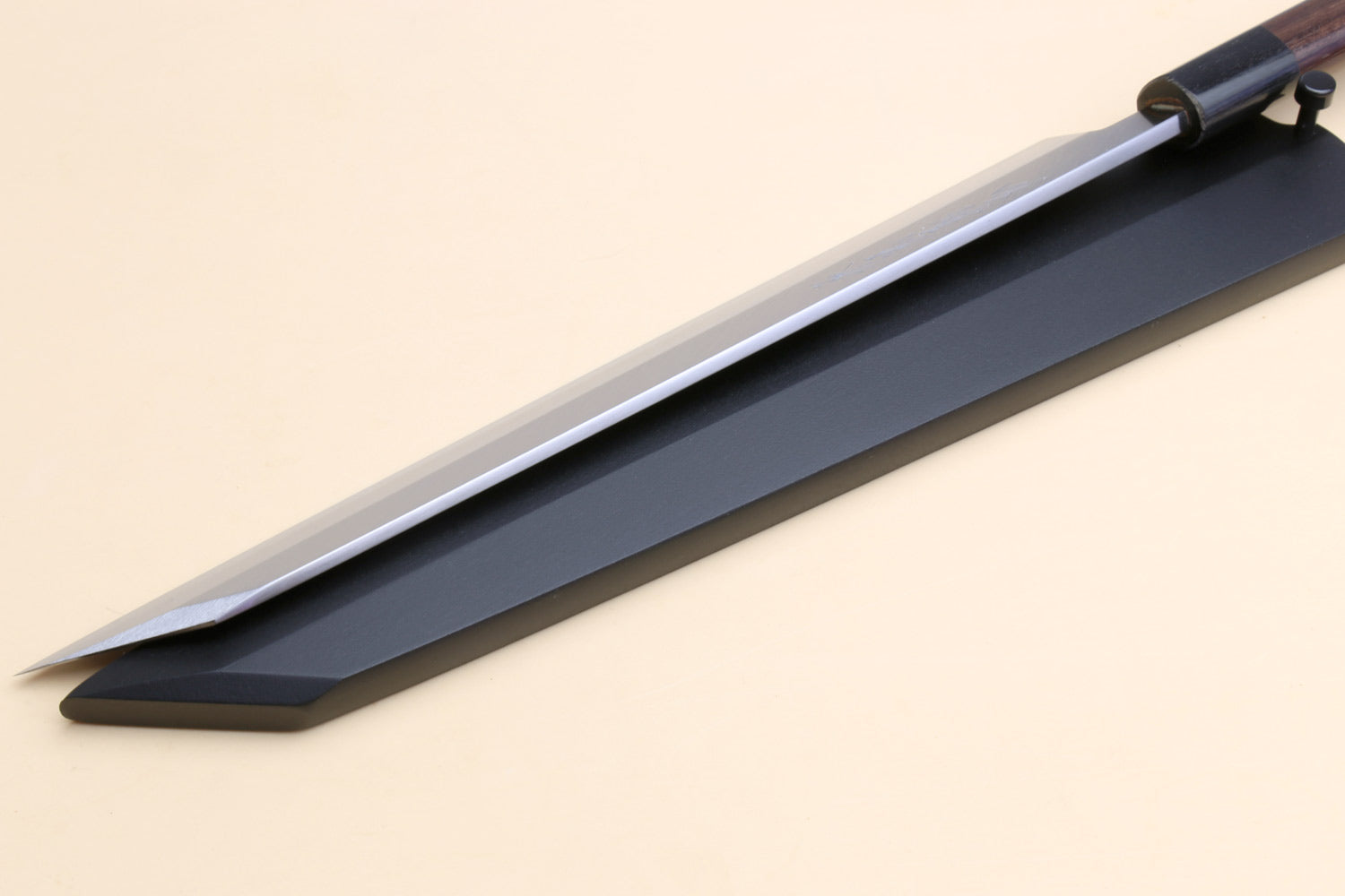 Sushi sashimi knife in dark saya cover with rosewood handle