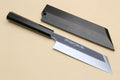 Japanese vegetable knife set: knife with black handle and two saya covers
