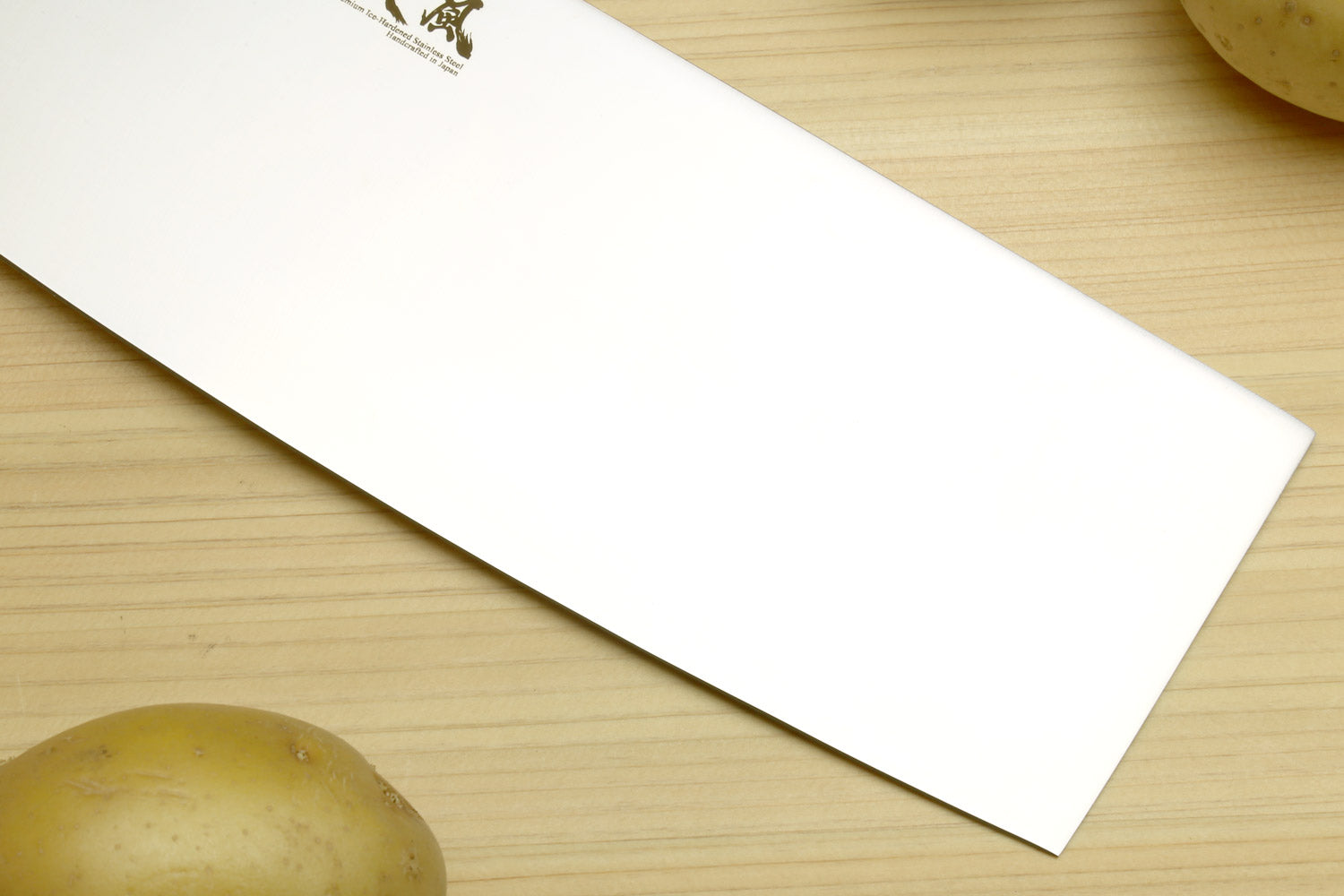 Chinese-style chef cleaver knife with wide white steel blade