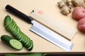 Traditional Japanese vegetable chef knife with white steel blade and rosewood handle