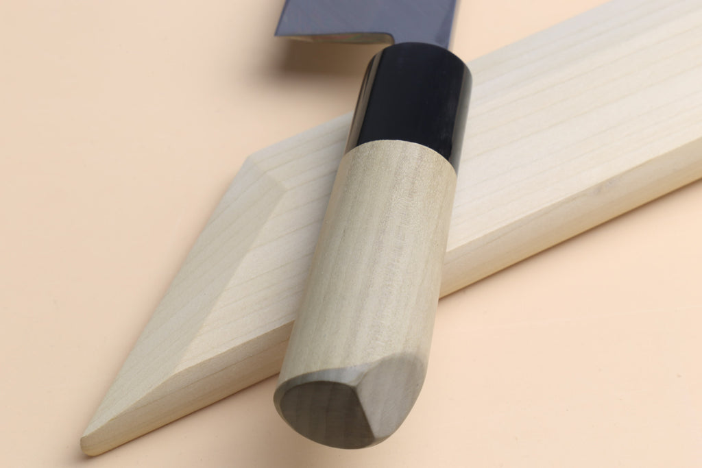 Edosaki eel filet knife handle and light wood saya with black collar