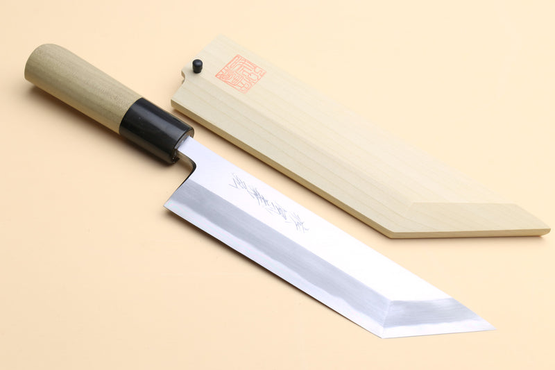 Yoshihiro Kasumi Edosaki eel filet knife with light wood saya and black collar