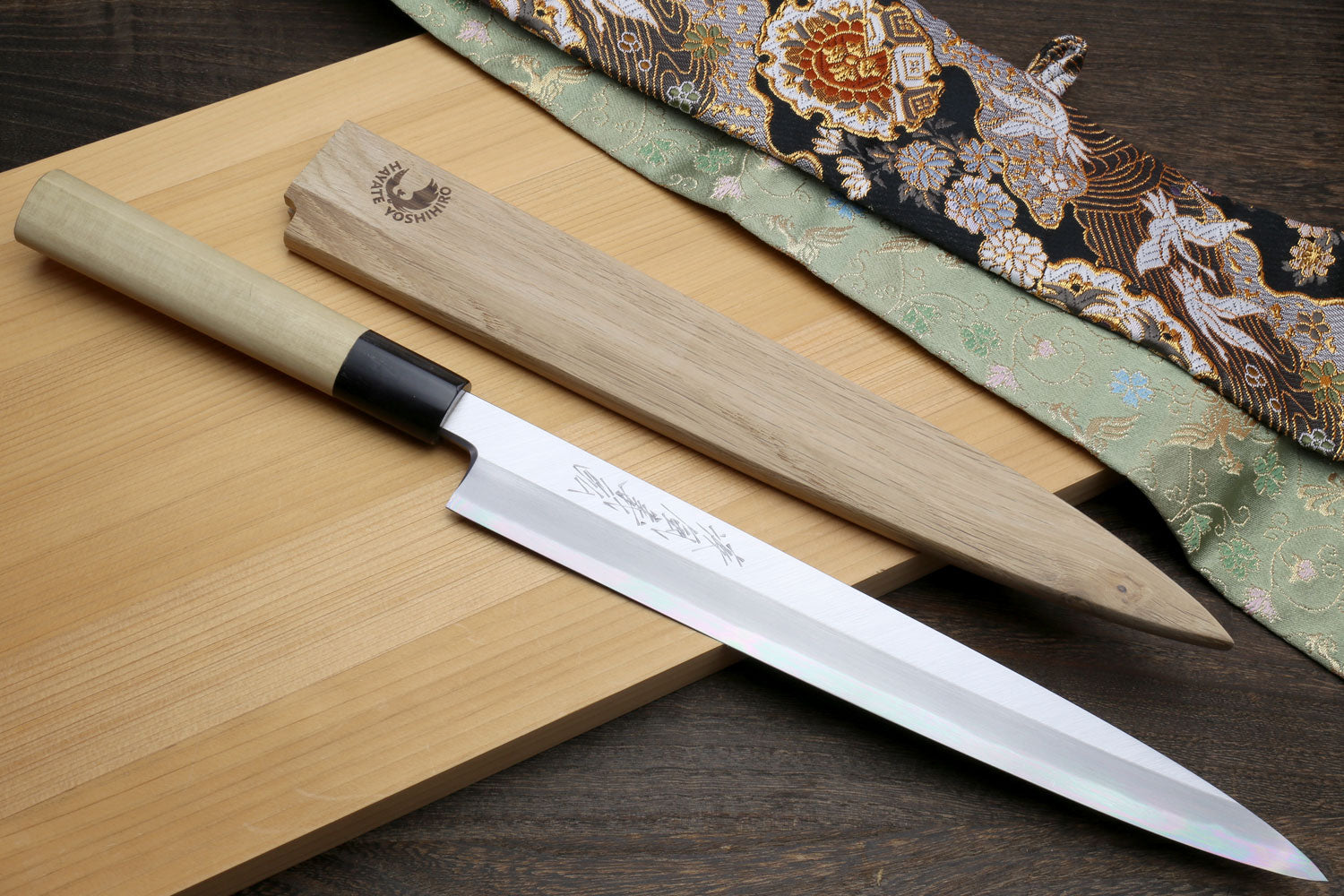 Yoshihiro Kasumi White Steel Yanagi Sushi Sashimi Japanese Knife Magnolia Handle