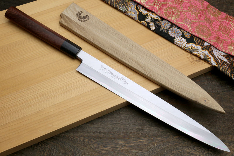 Sushi sashimi yanagi knife with white steel blade and rosewood handle