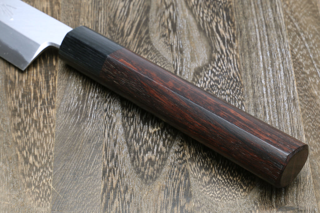 Shitan handle close-up with white steel Yanagi blade section