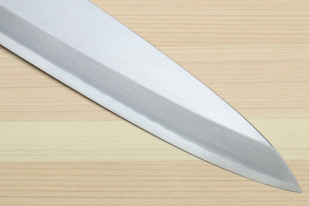 Japanese fish filet knife silver blade only, straight-on close view